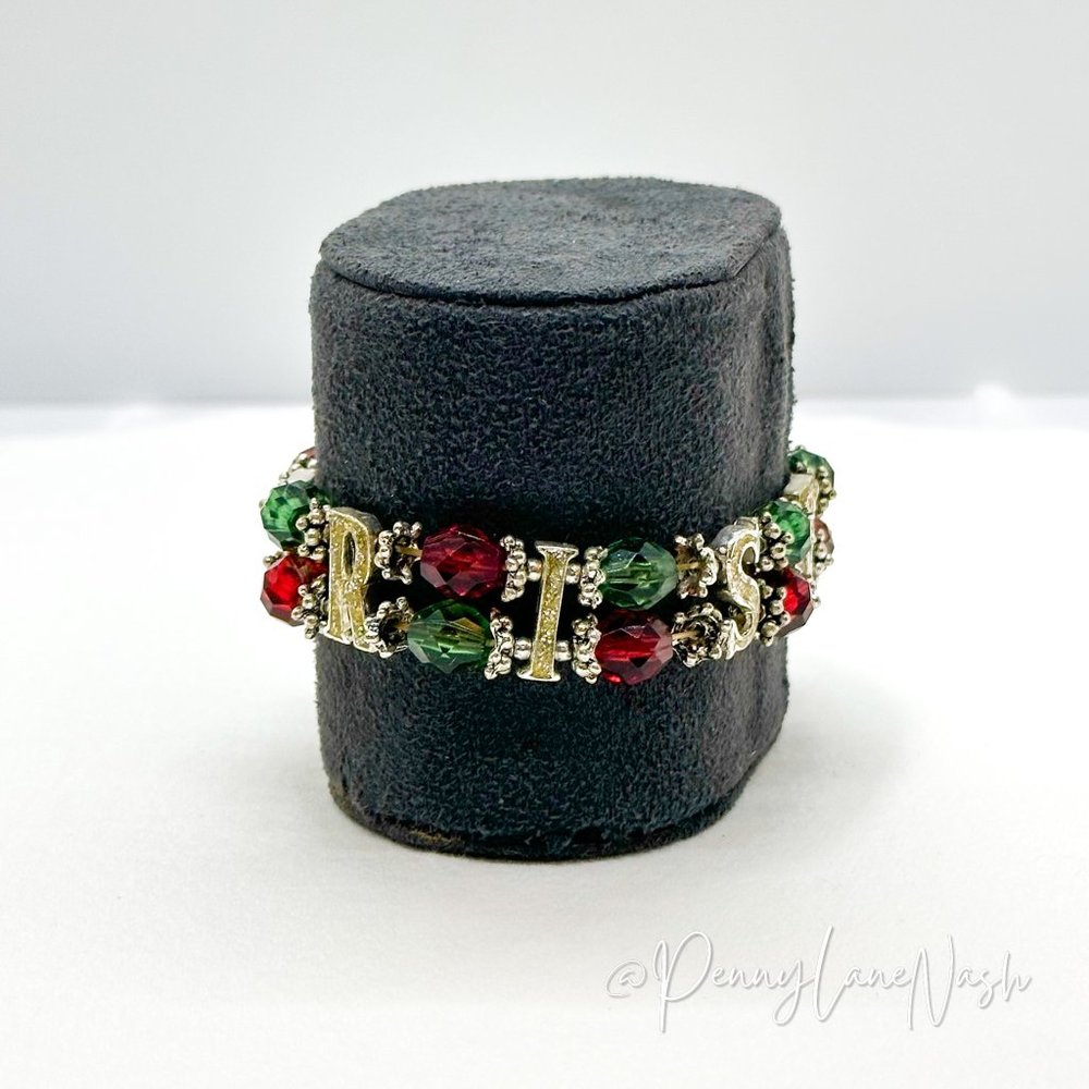 Vintage Retro Christmas Beaded Stretchy Bracelet - Picture 5 of 6